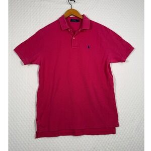 Polo Ralph Lauren Mens Large Pink Short Sleeve Cotton Pique Polo Shirt Pony